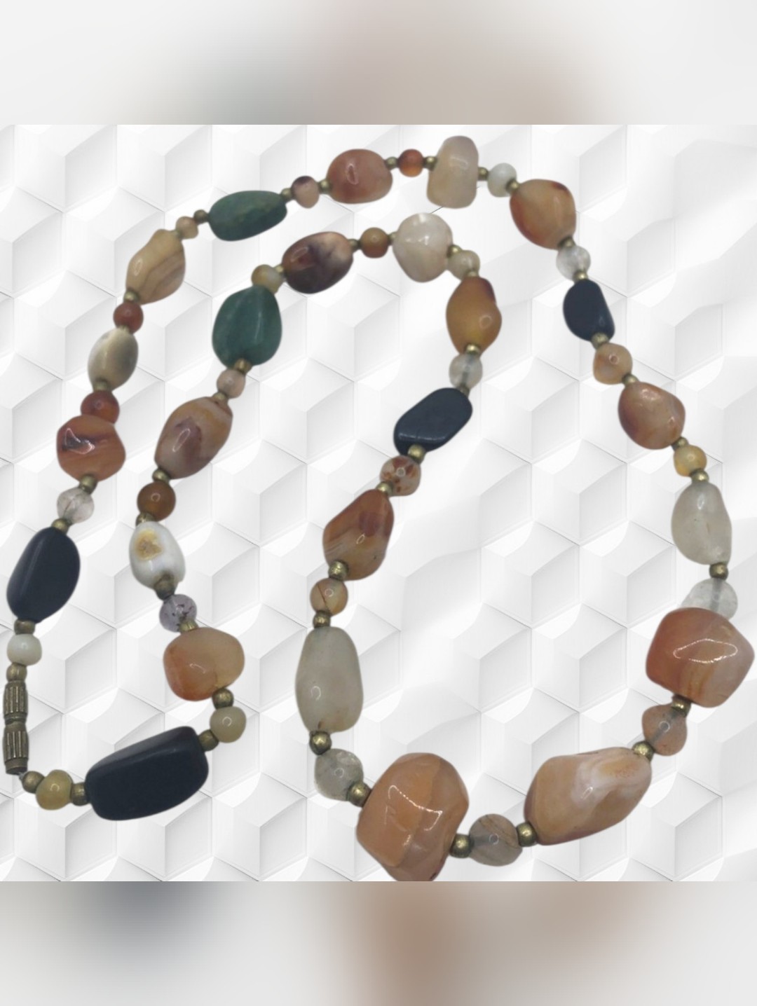 Natural Agate Necklace Genuine Polished Semi Precious Stone Necklace